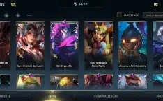 Conta wild rift com 54 skins, quase todos os campeões