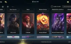 Conta wild rift com 54 skins, quase todos os campeões