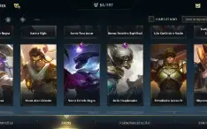 Conta wild rift com 54 skins, quase todos os campeões