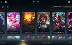 Conta wild rift com 54 skins, quase todos os campeões