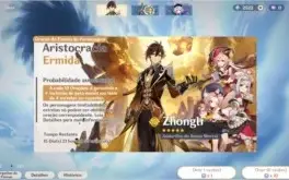 conta de genshin ar50 com diluc c1, mona c1 e zhongli