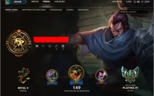 Conta de lol platina 4 150 reais