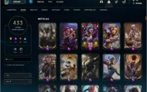 CONTA LVL 206 - 433 SKINS - TODOS OS CAMPEÕES + 5 GEMAS
