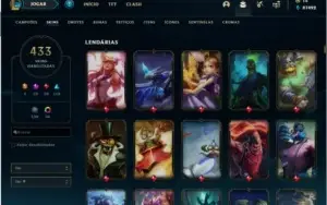 CONTA LVL 206 - 433 SKINS - TODOS OS CAMPEÕES + 5 GEMAS
