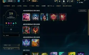 Mestre com 20 champs e 7 Skins