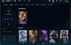 Conta bronze 3 com 33 Champs  e 13 Skins + 3 Fragmentos