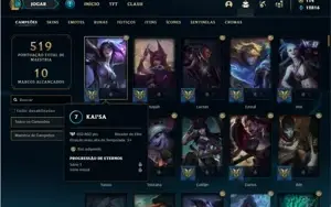 Conta diamante 2 e 4 com TODOS os champs e 168 Skins + 4 Vit