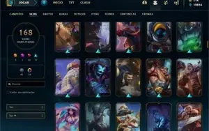 Conta diamante 2 e 4 com TODOS os champs e 168 Skins + 4 Vit