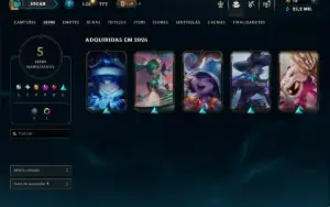 Unranked com 60 Champs e 5 Skins