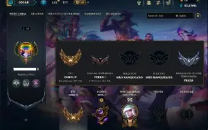 Unranked com 60 Champs e 5 Skins