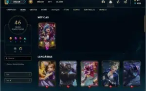 Conta diamante 3 com 83 champs e 46 skins