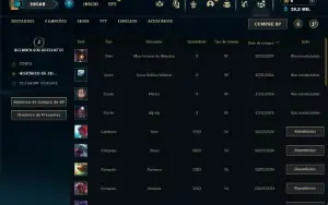 Mestre com 25 Champs e 1 Skin + 14 Fragmentos