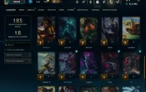 Ouro 3 com 40 Champs e 12 Skins