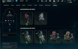 Platina 4 com 50 Champs e 17 Skins + 2 Fragmentos