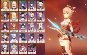 Yoimiya + Harpa Celestial, Mona + Oração, Kokomi e Qiqi.