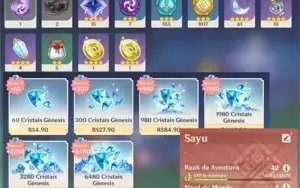 Yoimiya + Harpa Celestial, Mona + Oração, Kokomi e Qiqi.