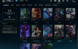 Conta Unranked com 28 Champs e 4 Skins + 2 Fragmentos