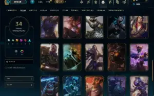 Ouro 3 com 90 Champs e 34 Skins ( JG / SUP / TOP )