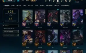 Ouro 3 com 90 Champs e 34 Skins ( JG / SUP / TOP )