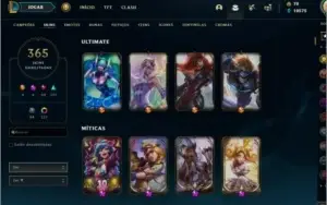 Vendo acc de LOL com 365 skins algumas muito raras