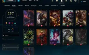 conta lol com 257 skins e todos os champs + 4215 de rp