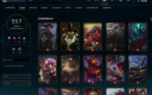 conta lol com 257 skins e todos os champs + 4215 de rp