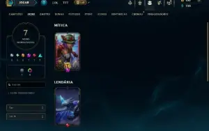 Platina 4 com 35 Champs e 7 Skins
