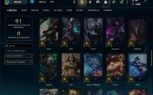 Platina 4 com 60 Champs e 16 Skins + 2 Fragmentos