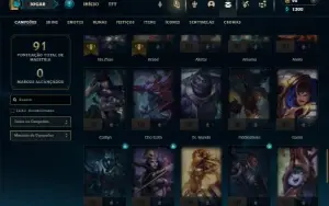 Platina 4 com 60 Champs e 16 Skins + 2 Fragmentos