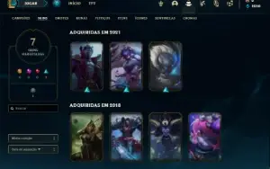 Conta Unranked com 20 Champs e 7 Skins + 8 Fragmentos