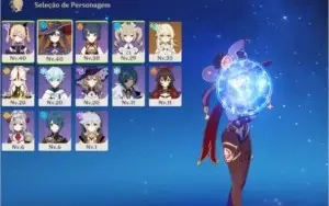 genshin impact - mona 5 estrelas + arma 5 estrelas