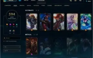 Conta Lol Platina IV solo/Diamante IV flex 5x5 c/ 387 skins