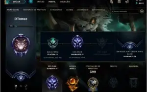 Conta Lol Platina IV solo/Diamante IV flex 5x5 c/ 387 skins