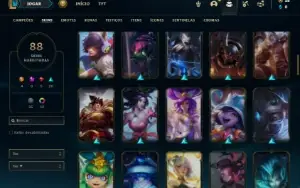 Conta Unranked com 75 Champs e 88 Skins ( MAIN SUPORTE )