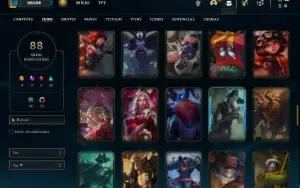 Conta Unranked com 75 Champs e 88 Skins ( MAIN SUPORTE )