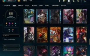 Conta Unranked com 75 Champs e 88 Skins ( MAIN SUPORTE )