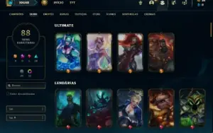 Conta Unranked com 75 Champs e 88 Skins ( MAIN SUPORTE )