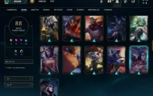 Conta Unranked com 75 Champs e 88 Skins ( MAIN SUPORTE )