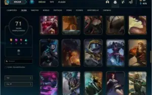 Conta unranked com 71 skins e 85 champs
