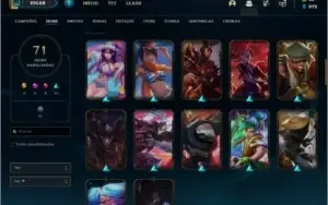 Conta unranked com 71 skins e 85 champs