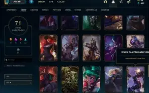 Conta unranked com 71 skins e 85 champs
