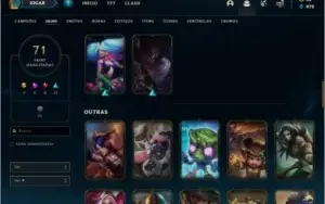 Conta unranked com 71 skins e 85 champs