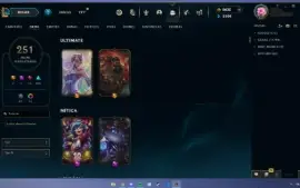 Conta League of Legends, ex mestre (2021), 252 skin+2635 RP