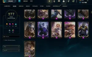 Unranked com TODOS os Champs e 277 Skins + 8 Prestigios