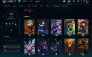 Conta unranked (ex ouro 1), com 33 champs e 19 skins