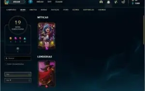 Conta unranked (ex ouro 1), com 33 champs e 19 skins