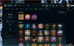 Conta lol platina 4, 303 skins, 71 emotes, 218 icones
