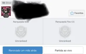 Conta ex Platina4 hoje em dia UNRANKED pois nao jogo mais.