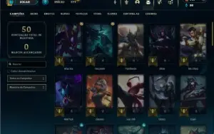 Platina 4 com 55 Champs e 9 Skins + 3 Fragmentos