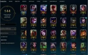 Conta de LoL, com 42 champs e 7 skins